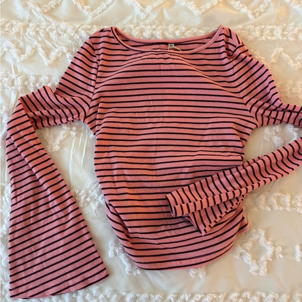 Striped Pink and Black Women's Top